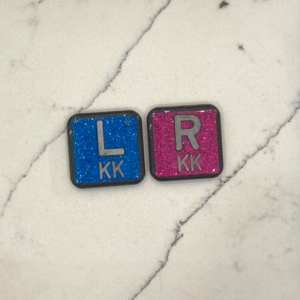 SQUARE and circle x-ray markers. Bright and colourful solid and glitter designs.